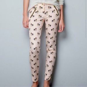 Zara Trafaluc Blush Pink Owl Pants Size 4 Cotton‎ Blend